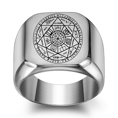 The Seven-Pointed Star Pattern 304 Stainless Steel Finger Rings FS-WGB7142-08-1