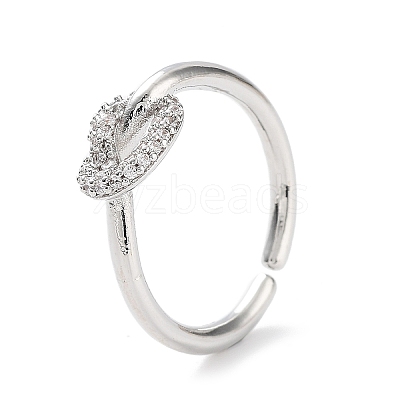 Knot Rack Plating Brass Micro Pave Clear Cubic Zirconia Open Rings RJEW-D020-10P-1