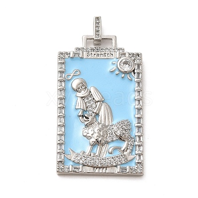 Brass Micro Pave Cubic Zirconia Pendants with Enamel KK-H458-01P-10-1