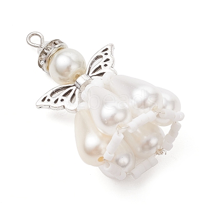 Pearlized Glass Pearl Beads  Pendants PALLOY-MZ00487-04-1