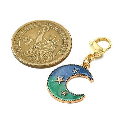 5Pcs Alloy Enamel Moon Star Planet Pendant Decorations HJEW-JM02856-1