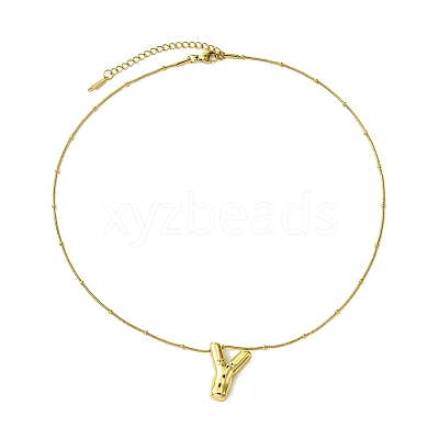 Ion Plating(IP) Initial Letter 304 Stainless Steel Pendant Necklace NJEW-R265-05G-Y-1