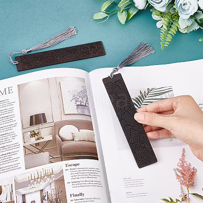 2Pcs 2 Style Blackwood Bookmarks AJEW-PH0001-76-1