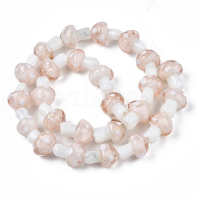 Mushroom Handmade Lampwork Beads Strands X-LAMP-R116-28-1