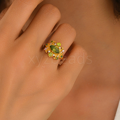 Brass Micro Pave Cubic Zirconia Finger Rings for Women LS-KW9333-1-1