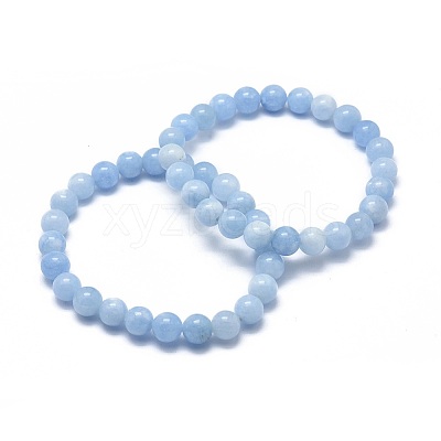 Natural & Dyed White Jade Bead Stretch Bracelets BJEW-K212-B-018-1