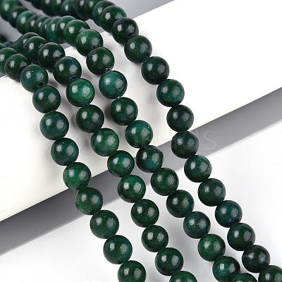 Dyed Natural Mashan Jade Round Beads Strands G-T139-6mm-67F-1
