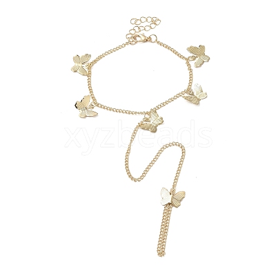 Iron Butterfly Ring Bracelet LS-BJEW-C054-03G-1