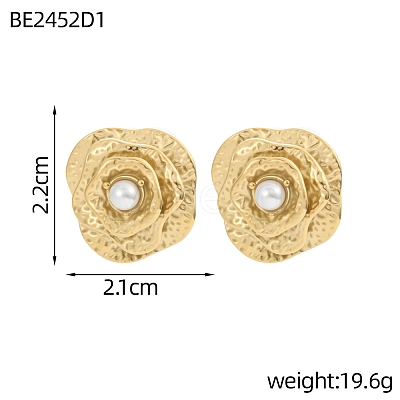 Flower 304 Stainless Steel Stud Earrings STAS-OY016-83G-1