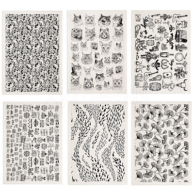 6Pcs 6 Styles Paper Ceramic Decals DIY-SD0002-07E-1