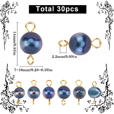 30Pcs Natural Cultured Freshwater Pearl Dyed Connector Charms PALLOY-SC00006-1