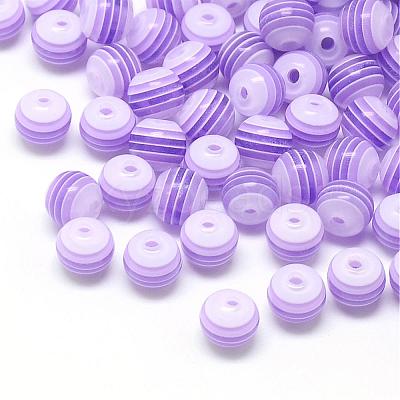 Transparent Stripe Resin Beads RESI-S345-8mm-06-1