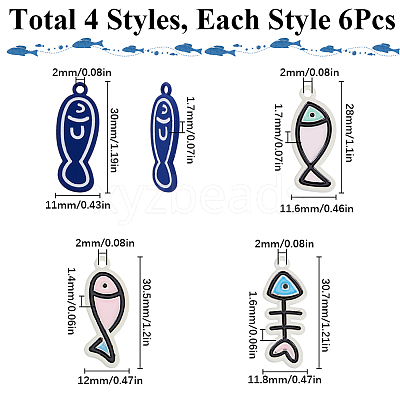 24Pcs 4 Colors Alloy Enamel Pendants FIND-SC0012-04-1