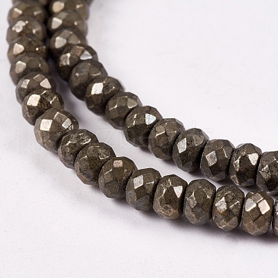 Natural Pyrite Beads Strands G-L051-4x3mm-01-1