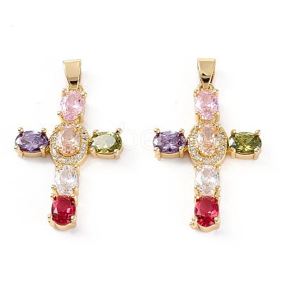 Brass Micro Pave Cubic Zirconia Pendants ZIRC-M116-04G-1