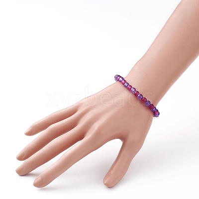 Transparent Acrylic Round Beads Stretch Bracelets for Kids BJEW-JB06505-1