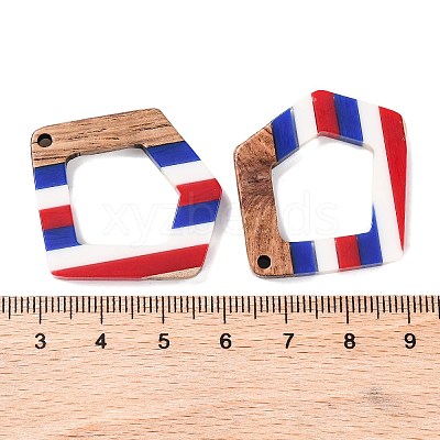 Independence Day Opaque Striped Resin & Walnut Wood Pendants RESI-U010-02I-1