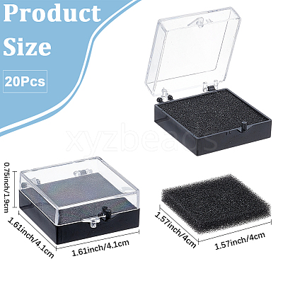 20Pcs Transparent Plastic Loose Diamond Storage Boxes with Sponge Inside CON-CL0001-24-1