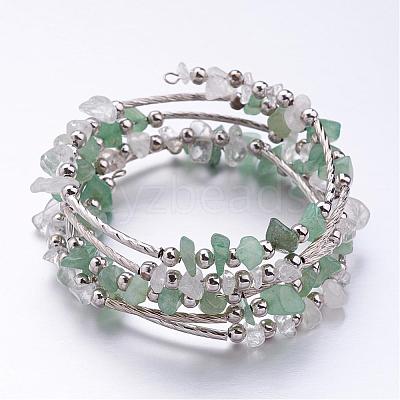 Five Loops Wrap Green Aventurine Beads Bracelets BJEW-JB02589-03-1