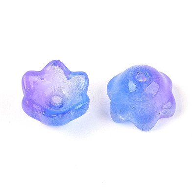 Transparent Two Tone Spray Painted Glass Bead Caps A-GLAA-Q089-002B-003-1
