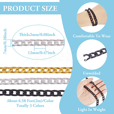 6M 3 Colors Oxidated Aluminium Twisted Chains CHA-YS0001-03-1