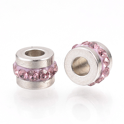 201 Stainless Steel Polymer Clay Rhinestone Inlaid Beads RB-R052-10-1
