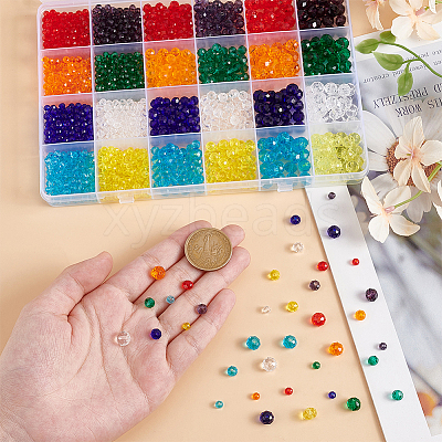 1440Pcs 24 tyle Glass Beads Strands EGLA-GO0001-09-1