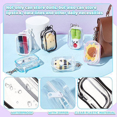 6Pcs 6 Colors Portable Travel Transparent Plastic Zipper Bags with Alloy Clasps ABAG-GA0001-29A-1