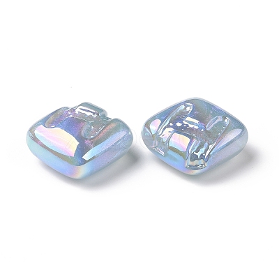 Rainbow Iridescent Plating Acrylic Beads OACR-A010-06E-1