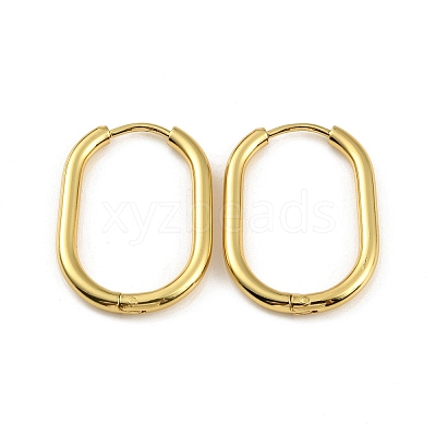 Ion Plating(IP) 304 Stainless Steel Oval Hoop Earrings EJEW-M218-02C-G-1