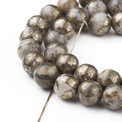 Natural Pyrite Beads Strands X-G-G839-01-8mm-1