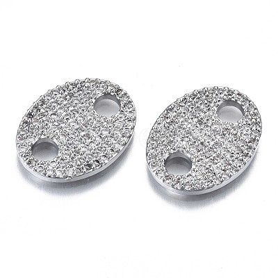 Brass Micro Pave Clear Cubic Zirconia Links Connectors KK-S061-87P-NR-1