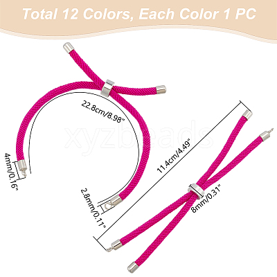 12Pcs 12 Colors Nylon Twisted Cord Bracelet Making Sets MAK-UN0001-58B-1