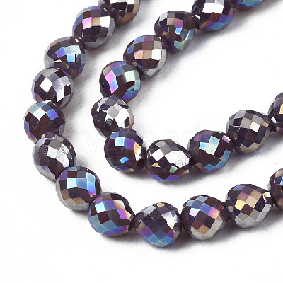 Electroplate Opaque Solid Color Glass Beads Strands EGLA-N002-26-A09-1