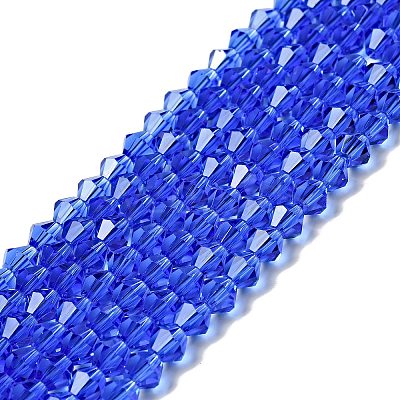 Blue Glass Bicone Beads Strands X-GLAA-S026-6mm-02-1