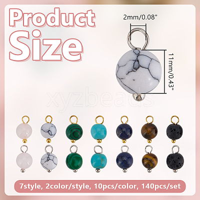 140Pcs Natural & Synthetic Gemstone Pendants PALLOY-AR00044-1
