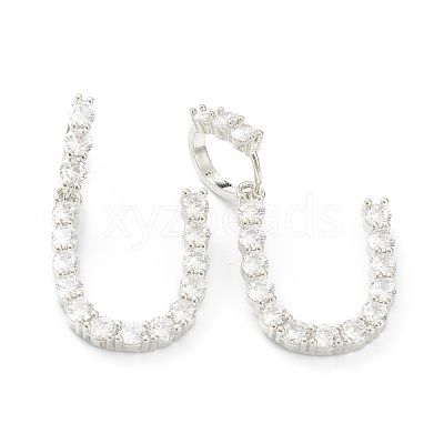 Brass Micro Pave Clear Cubic Zirconia Pendants ZIRC-J039-18P-U-1