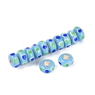 Handmade Lampwork & Brass Core European Beads LAMP-N044-04S-02-1
