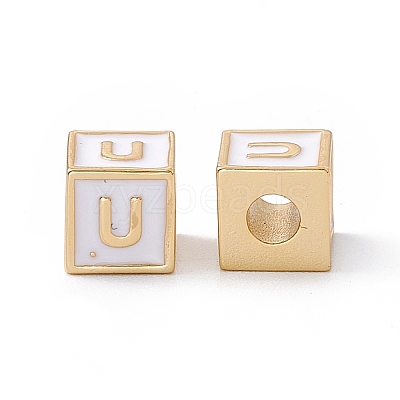 Rack Plating Brass Enamel Beads KK-B060-04G-04U-1