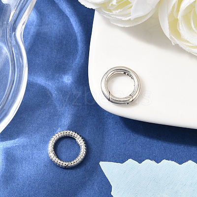 2Pcs 2 Styles 925 Sterling Silver Spring Gate Rings STER-BBC0008-72-1