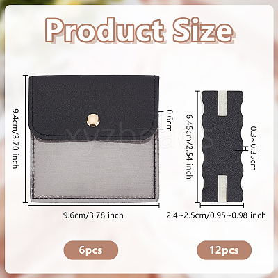 6Pcs Square PU Leather Jewelry Storage Bags with Iron Button ABAG-OC0001-18D-1