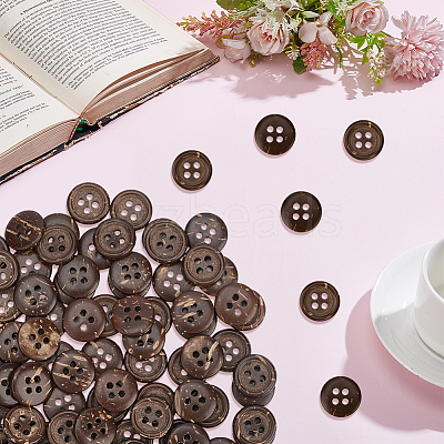 100Pcs 4-Hole Coconut Buttons BUTT-CY0001-30-1