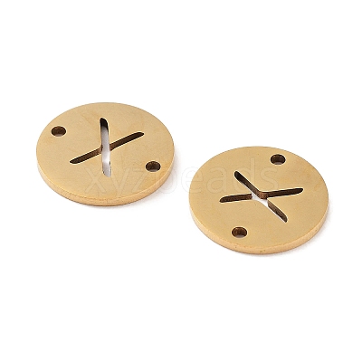 PVD Vacuum Plating 201 Stainless Steel Hollow Flat Round Links FIND-R149-03X-G-1