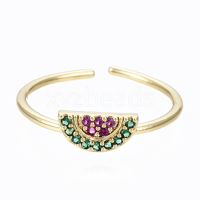 Brass Micro Pave Cubic Zirconia Cuff Rings RJEW-S045-061-NR-1