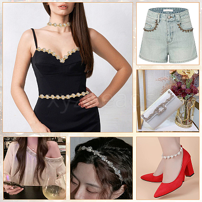 2Yards Alloy Glass Rhinestone Cup Chains DIY-GA0009-07-1