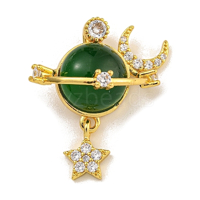 Brass Micro Pave Cubic Zirconia Pendants KK-U035-31G-1