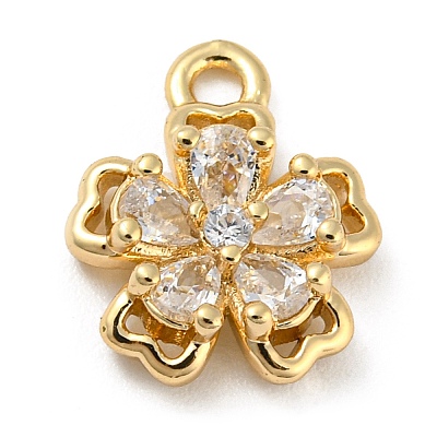 Brass with Clear Cubic Zirconia Charms X-KK-G478-02D-KCG-1