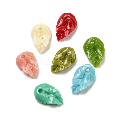 Synthetic Coral Dyed Leaf Charms CORA-Q034-01-1