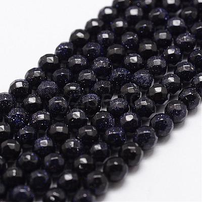 Synthetic Blue Goldstone Beads Strands G-D840-14-4mm-1