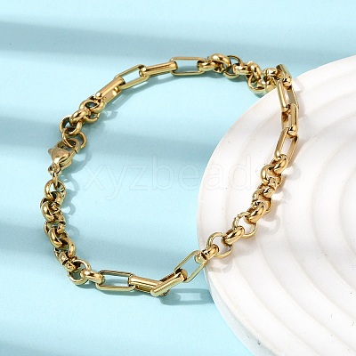 304 Stainless Steel Link Chain Bracelet & Necklace Jewelry Sets SJEW-L199-17G-1